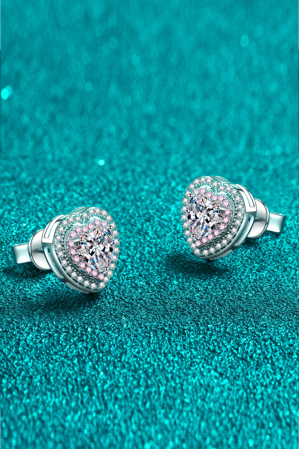 Moissanite Heart-Shaped Stud Earrings-Teresa&#39;s Fashionista LLC