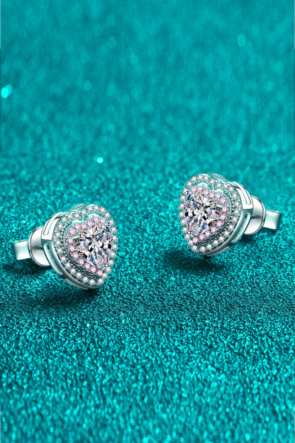 Moissanite Heart-Shaped Stud Earrings-Teresa&#39;s Fashionista LLC