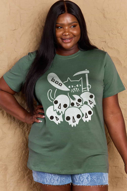 Simply Love Full Size Graphic BOO Cotton T-Shirt-Teresa&#39;s Fashionista LLC