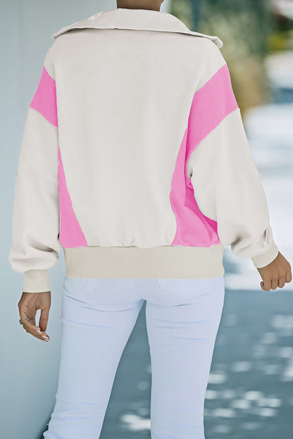 Color Block Quarter-Zip Sweatshirt-Teresa&#39;s Fashionista LLC