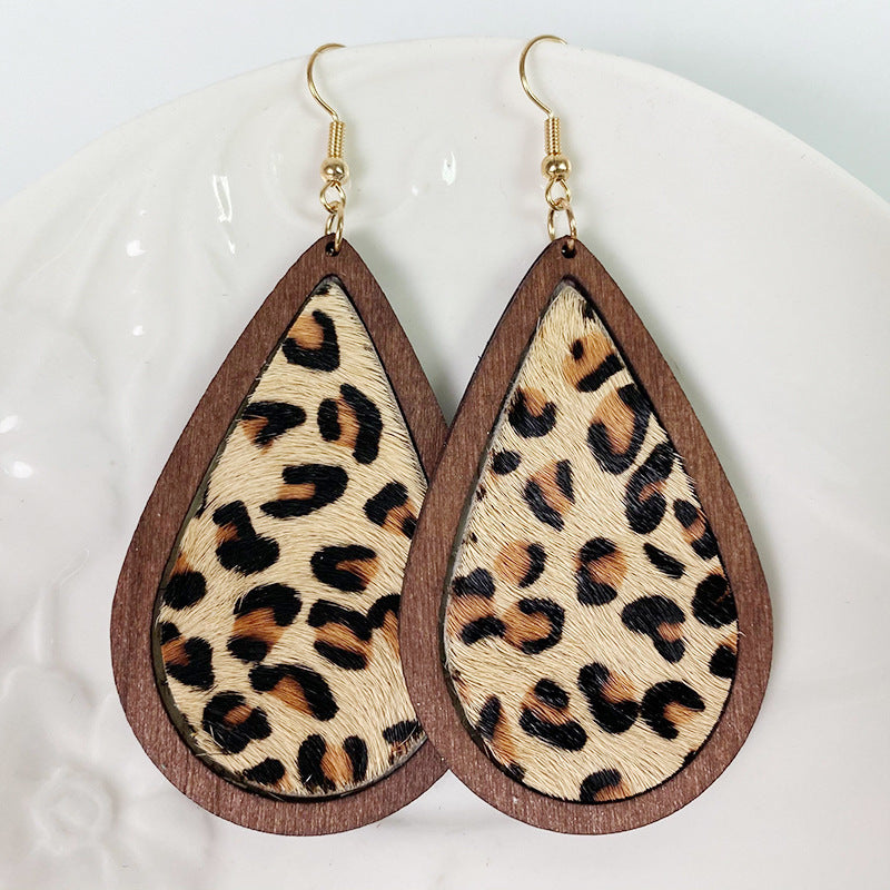 Teardrop Shape Wooden Dangle Earrings-Teresa&#39;s Fashionista LLC