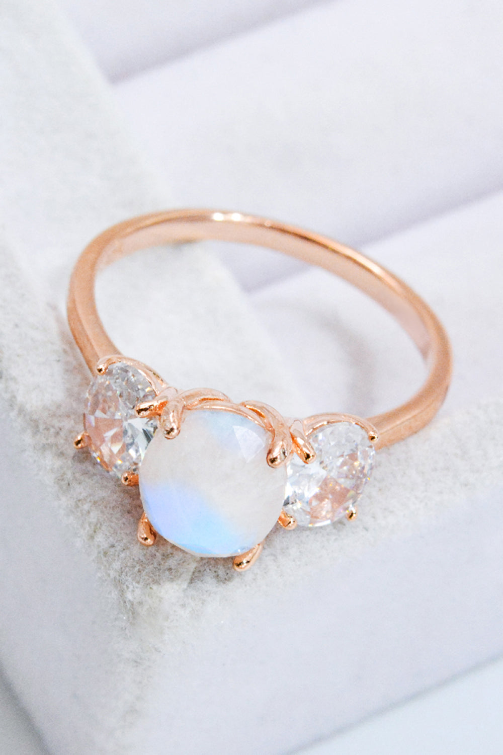 Natural Moonstone and Zircon Ring-Teresa&#39;s Fashionista LLC