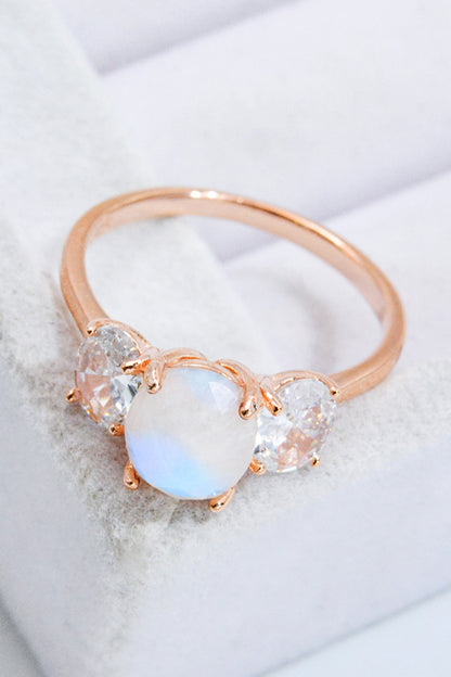 Natural Moonstone and Zircon Ring-Teresa&#39;s Fashionista LLC