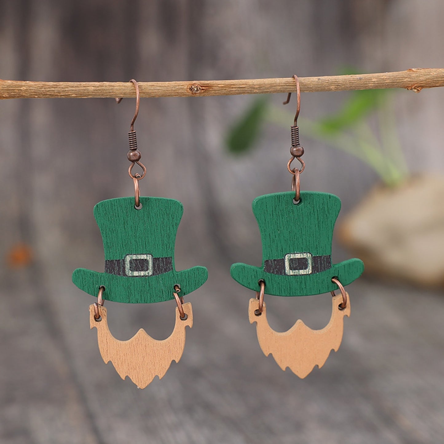 Wooden Hat Shape Dangle Earrings-Teresa&#39;s Fashionista LLC