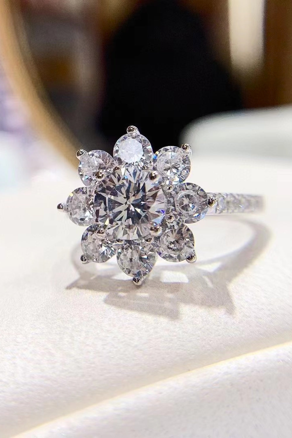 1 Carat Moissanite Flower Ring-Teresa&#39;s Fashionista LLC