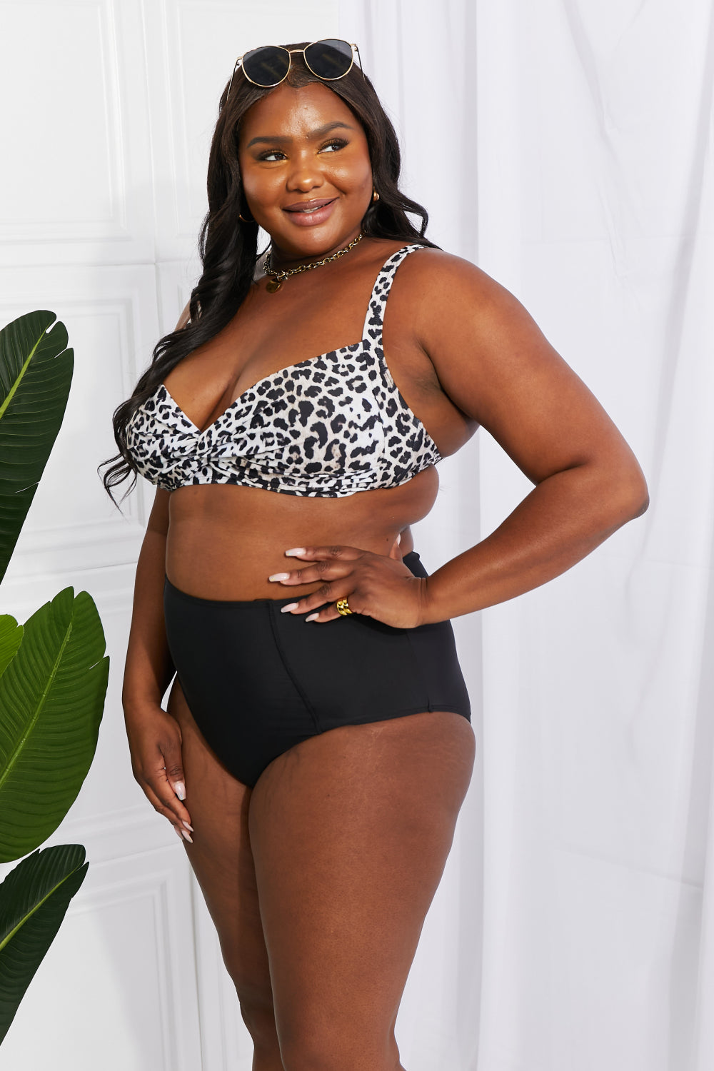 Marina West Swim Take A Dip Twist High-Rise Bikini in Leopard-Teresa&#39;s Fashionista LLC