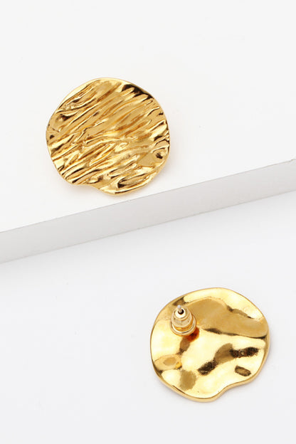 18K Gold-Plated Textured Stud Earrings-Teresa&#39;s Fashionista LLC