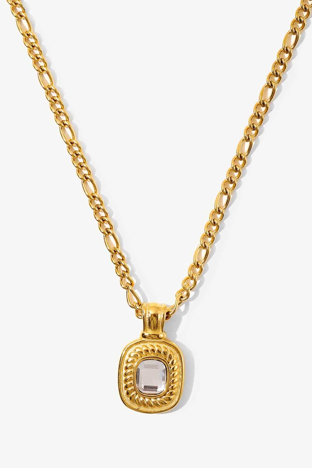 18K Gold Plated Inlaid Rhinestone Pendant Necklace-Teresa&#39;s Fashionista LLC