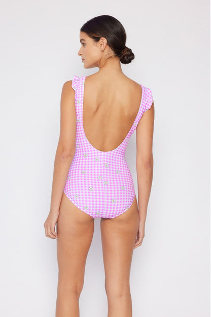 Marina West Swim Full Size Float On Ruffle Faux Wrap One-Piece in Carnation Pink-Teresa&#39;s Fashionista LLC