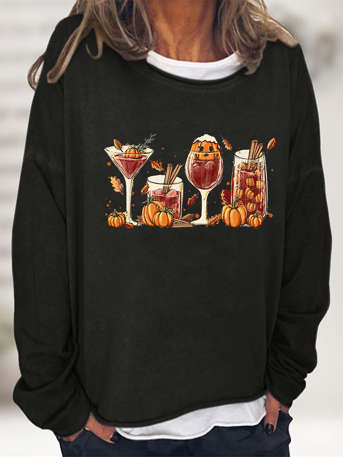 Round Neck Long Sleeve Full Size Graphic Sweatshirt-Teresa&#39;s Fashionista LLC