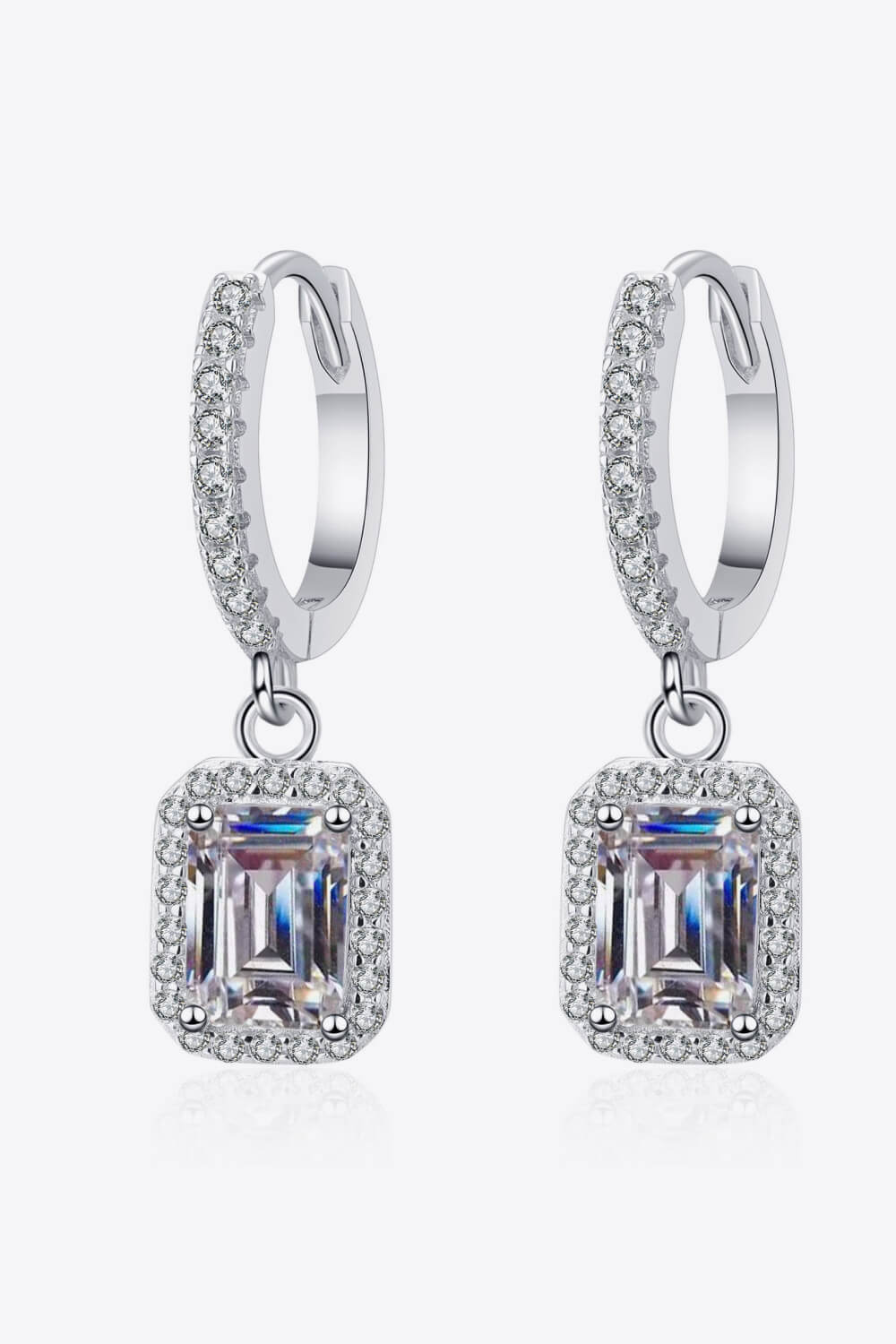 Moissanite 925 Sterling Silver Drop Earrings-Teresa&#39;s Fashionista LLC