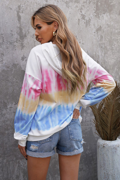 Tie-Dye Drawstring Pullover Hoodie-Teresa&#39;s Fashionista LLC