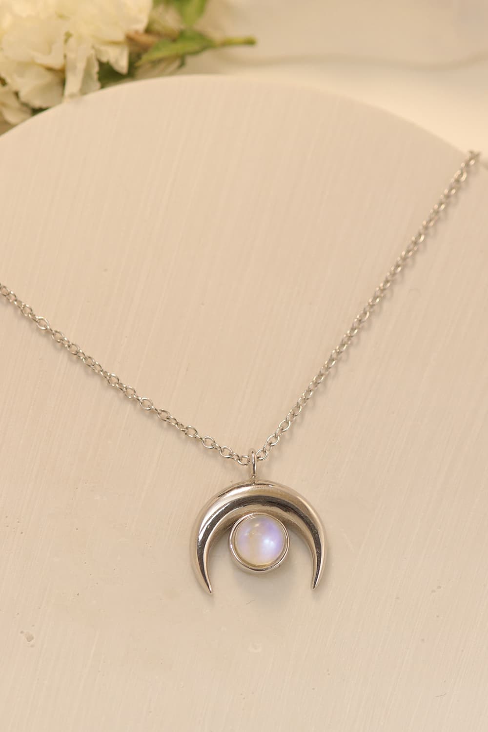 High Quality Natural Moonstone Moon Pendant 925 Sterling Silver Necklace-Teresa&#39;s Fashionista LLC