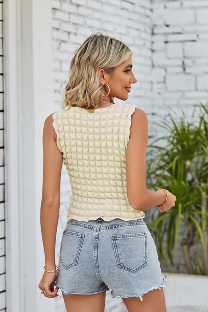 Textured Round Neck Tank-Teresa&#39;s Fashionista LLC