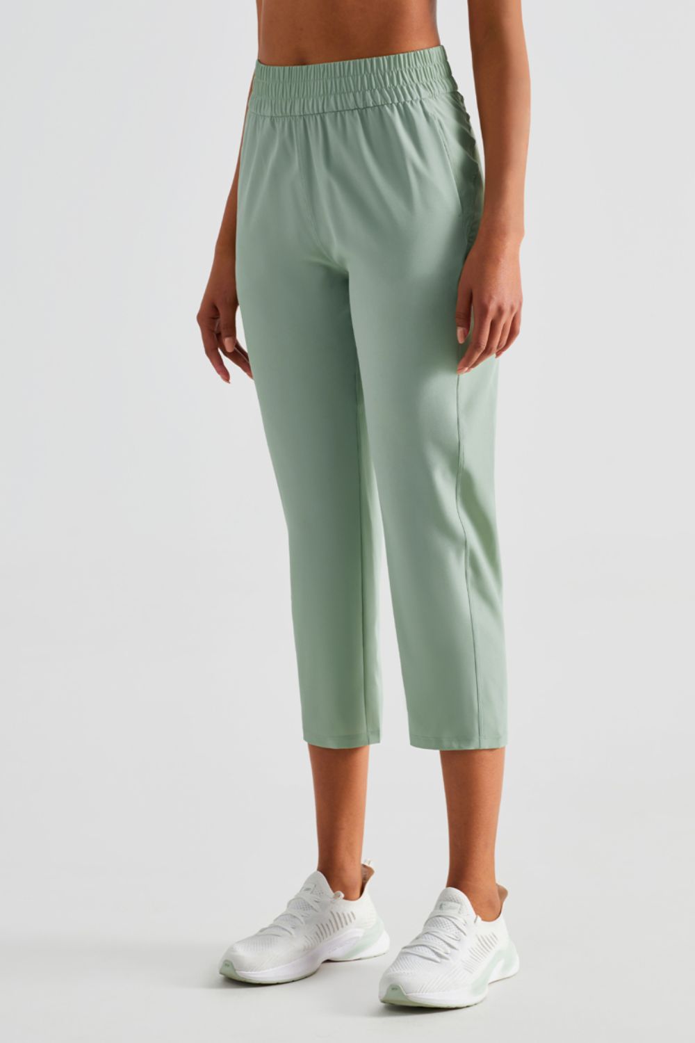 Elastic Waist Cropped Sports Pants-Teresa&#39;s Fashionista LLC