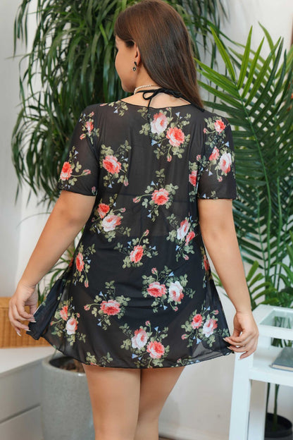 Plus Size Floral Slit Three-Piece Swim Set-Teresa&#39;s Fashionista LLC