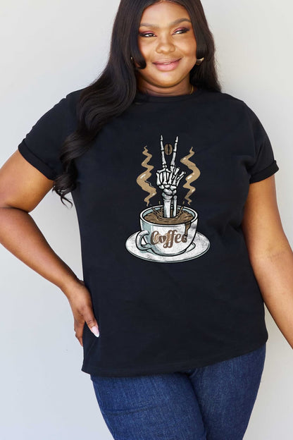 Simply Love Full Size COFFEE Graphic Cotton Tee-Teresa&#39;s Fashionista LLC