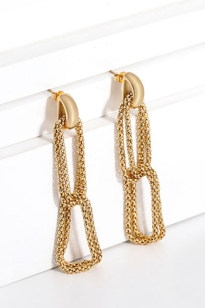 Gold-Plated D-Shaped Drop Earrings-Teresa&#39;s Fashionista LLC