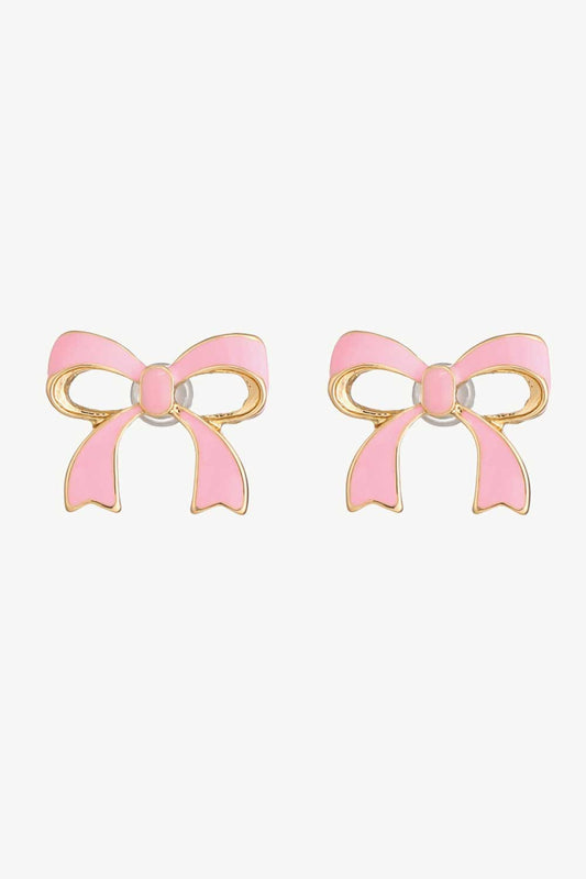 Bow-Shaped Zinc Alloy Earrings-Teresa&#39;s Fashionista LLC