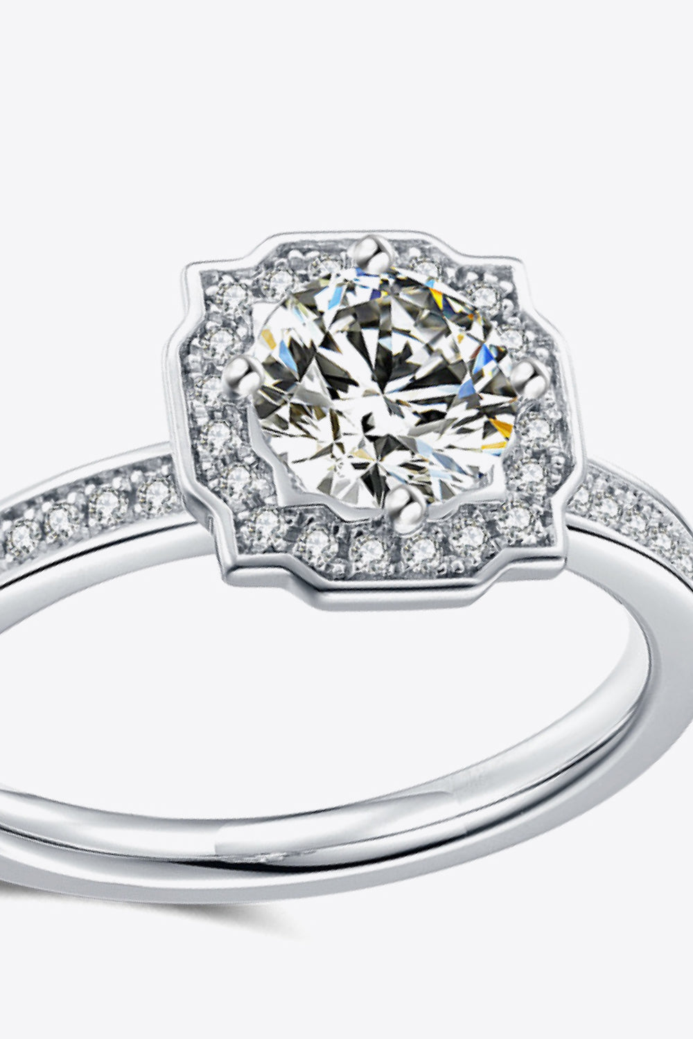 1 Carat Moissanite Platinum-Plated Ring-Teresa&#39;s Fashionista LLC