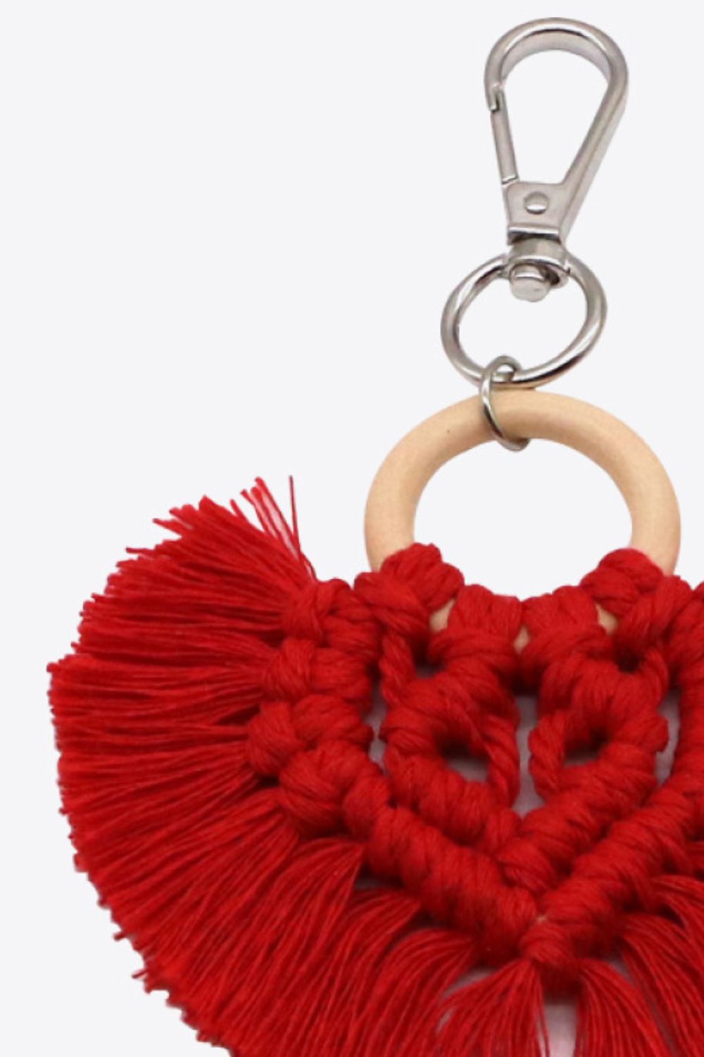 Assorted 4-Pack Heart-Shaped Macrame Fringe Keychain-Teresa&#39;s Fashionista LLC