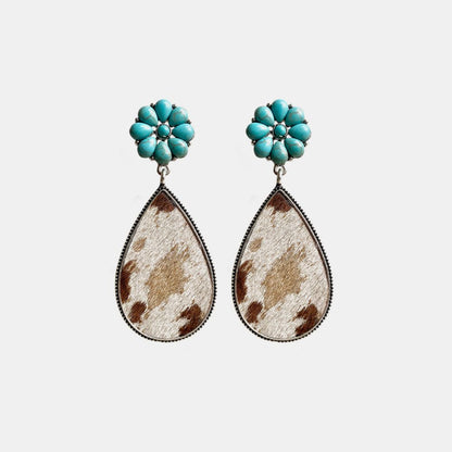 Turquoise Flower Teardrop Earrings-Teresa&#39;s Fashionista LLC