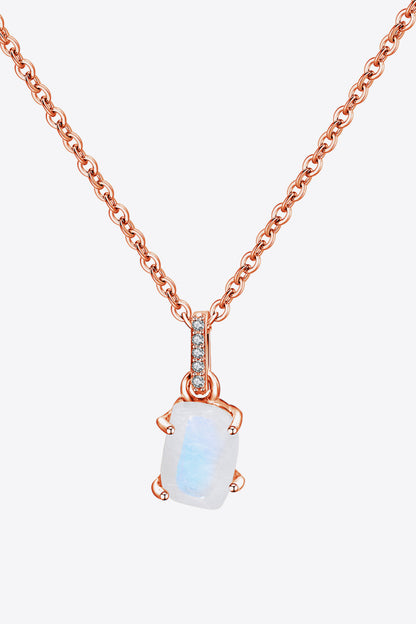 Natural Moonstone 4-Prong Pendant Necklace-Teresa&#39;s Fashionista LLC