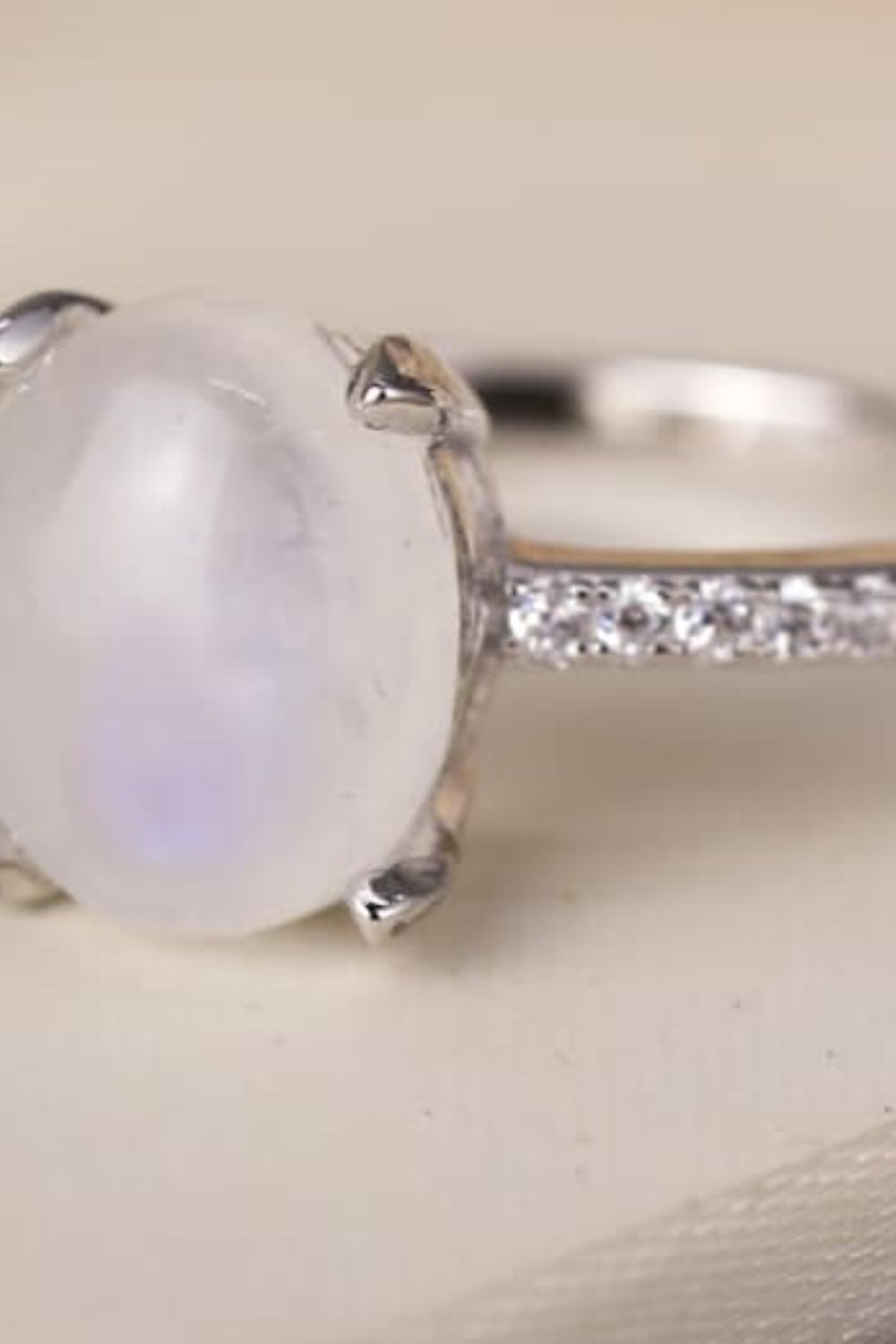 High Quality Natural Moonstone 925 Sterling Silver Side Stone Ring-Teresa&#39;s Fashionista LLC