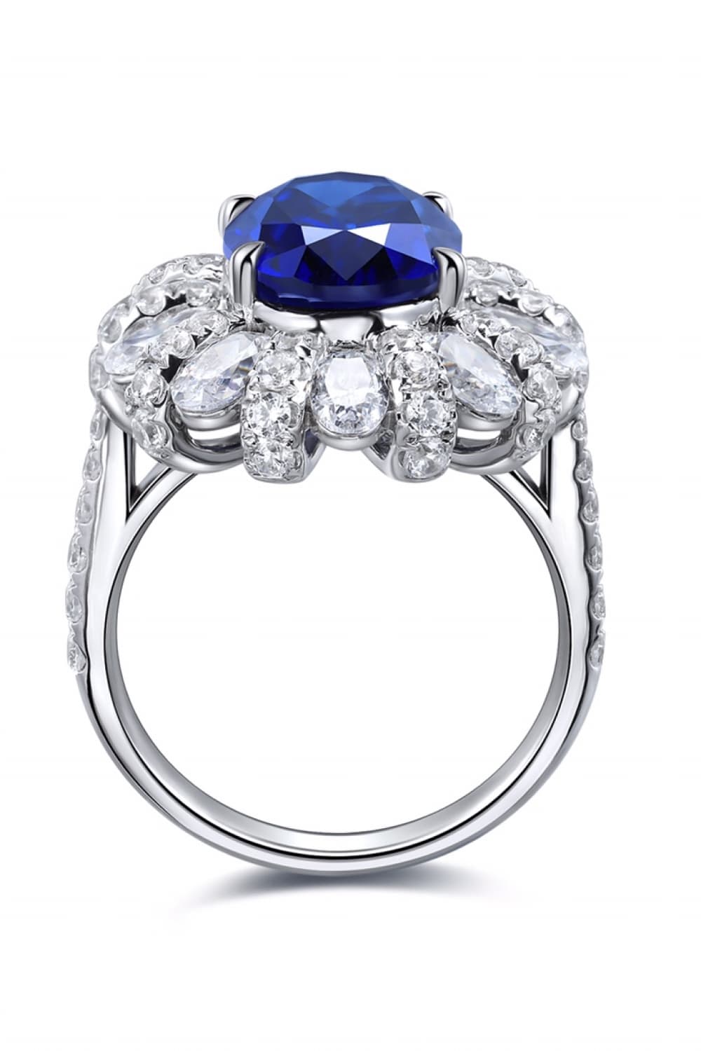 5 Carat Lab-Grown Sapphire Flower Shape Ring-Teresa&#39;s Fashionista LLC