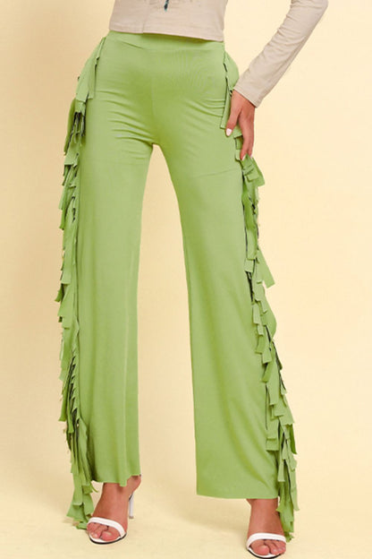 Fringe Trim Wide Leg Pants-Teresa&#39;s Fashionista LLC