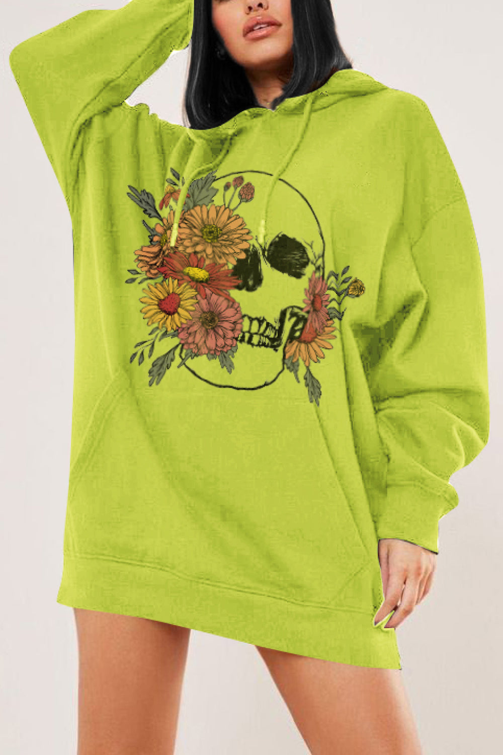 Simply Love Simply Love Full Size Floral Skull Graphic Hoodie-Teresa&#39;s Fashionista LLC