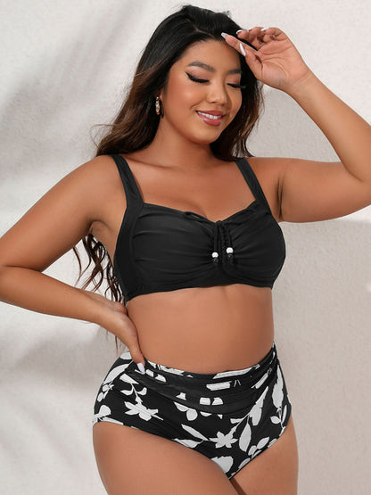 Plus Size Printed Gathered Detail Bikini Set-Teresa&#39;s Fashionista LLC