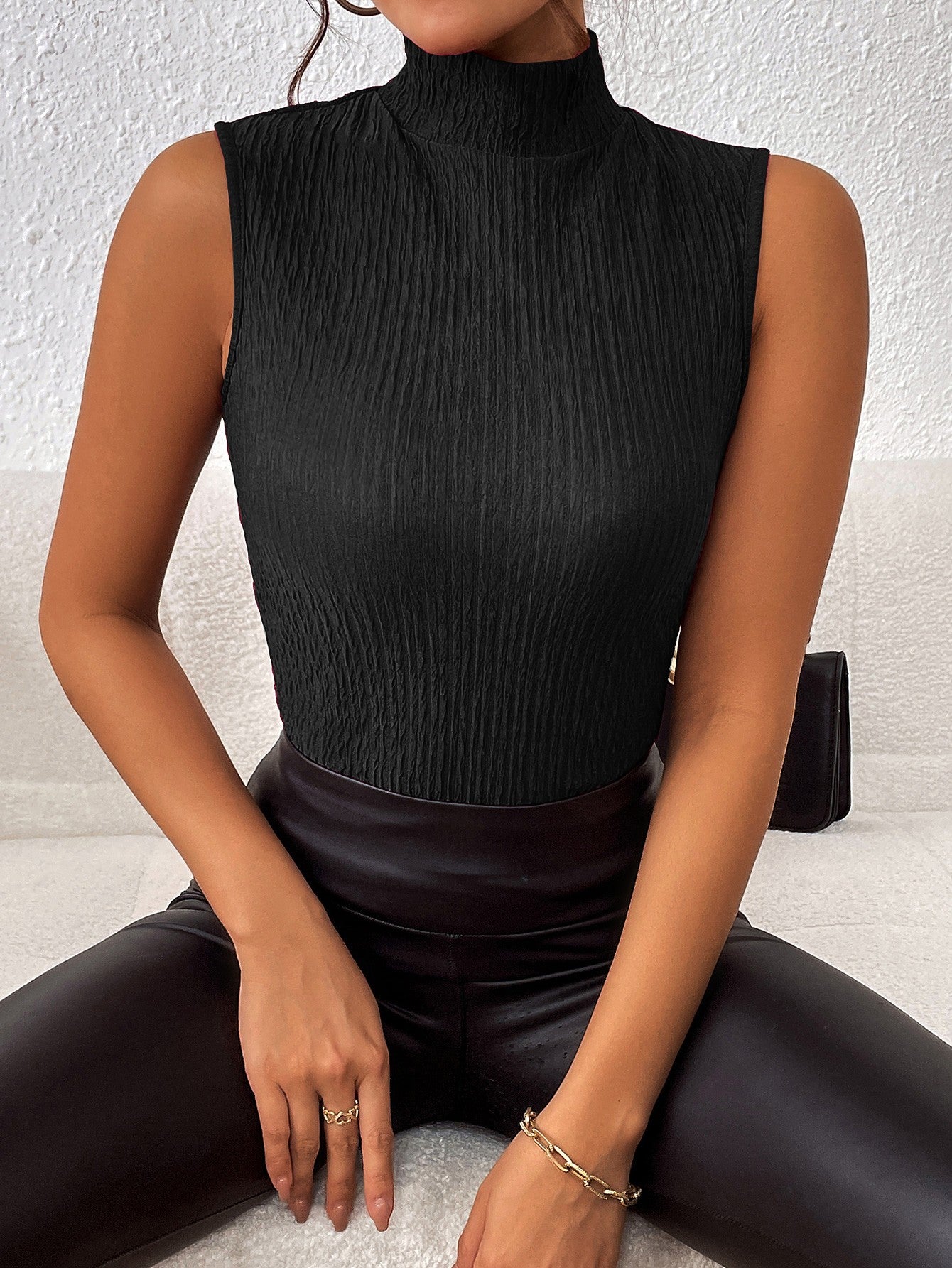 Turtleneck Sleeveless Tank-Teresa&#39;s Fashionista LLC