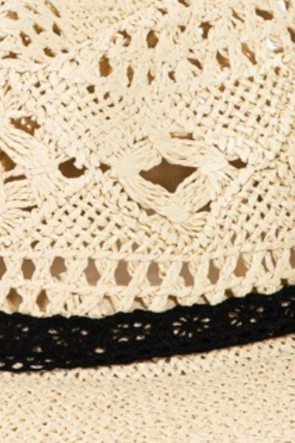 Fame Openwork Lace Detail Wide Brim Hat-Teresa&#39;s Fashionista LLC