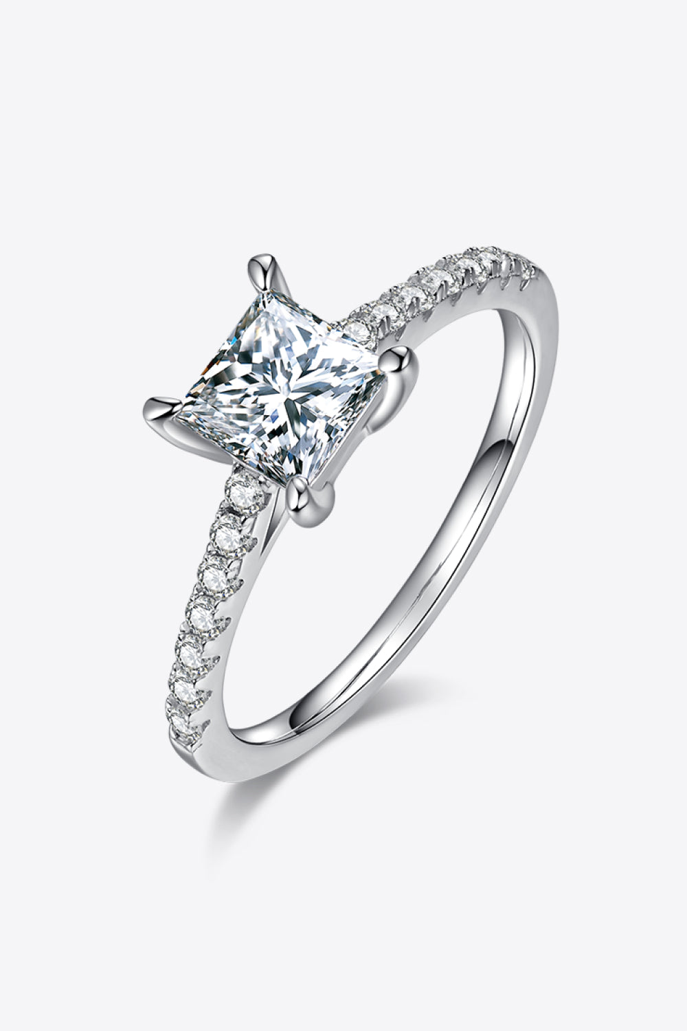 1.21 Carat Moissanite 925 Sterling Silver Side Stone Ring-Teresa&#39;s Fashionista LLC