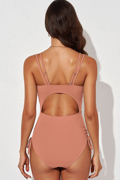 Tied Cutout Plunge One-Piece Swimsuit-Teresa&#39;s Fashionista LLC