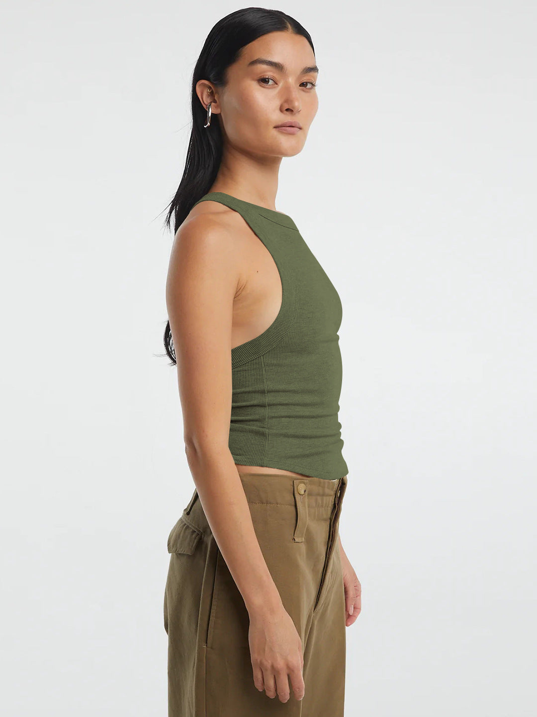 Halter Neck Ribbed Cropped Top-Teresa&#39;s Fashionista LLC