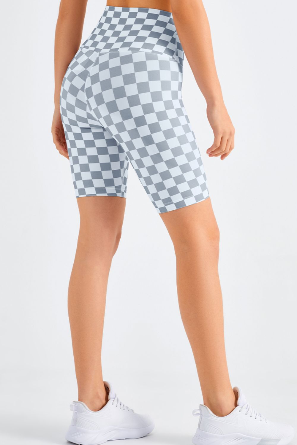 Checkered Wide Waistband Biker Shorts-Teresa&#39;s Fashionista LLC