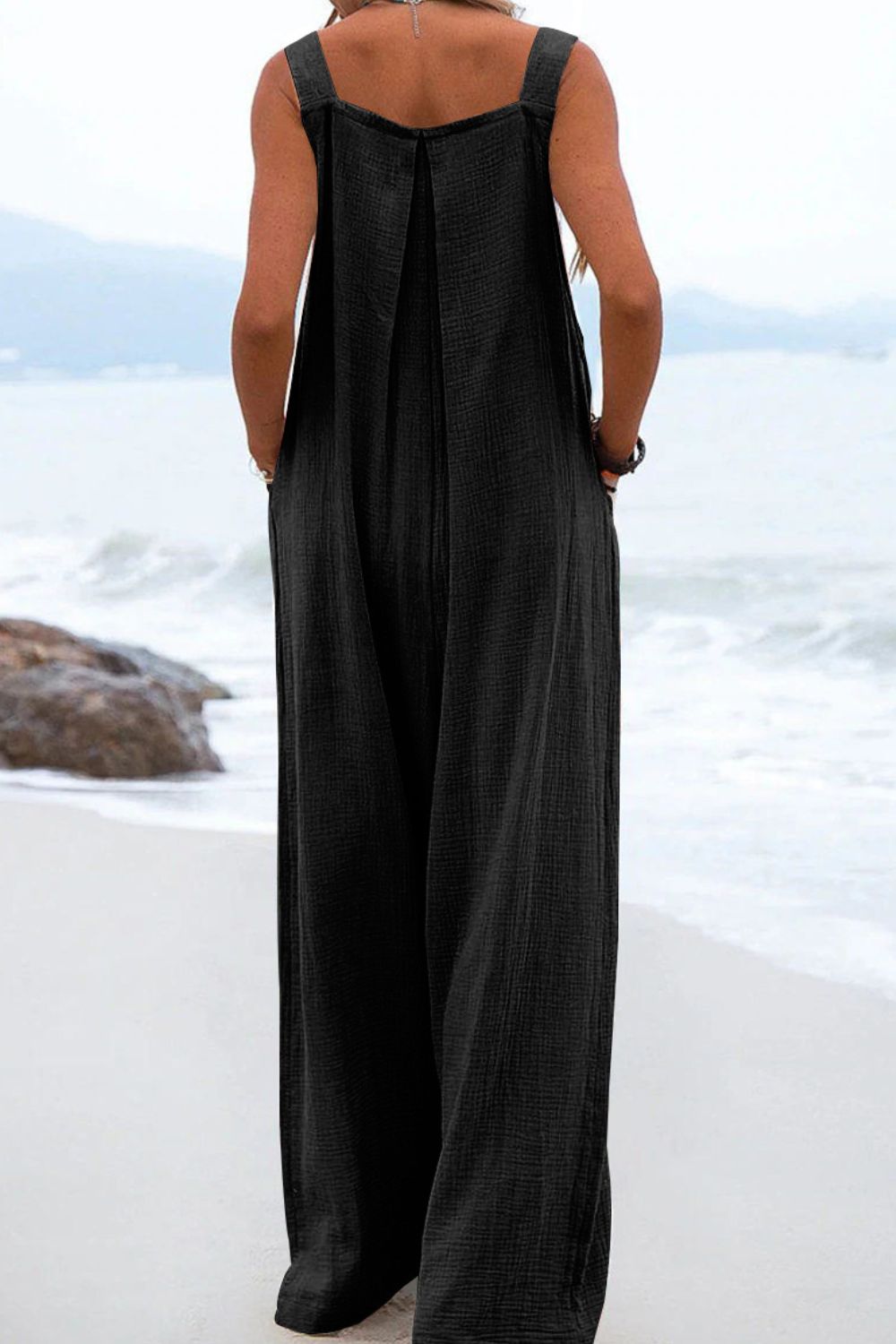 Sleeveless Wide Leg Jumpsuit with Pockets-Teresa&#39;s Fashionista LLC