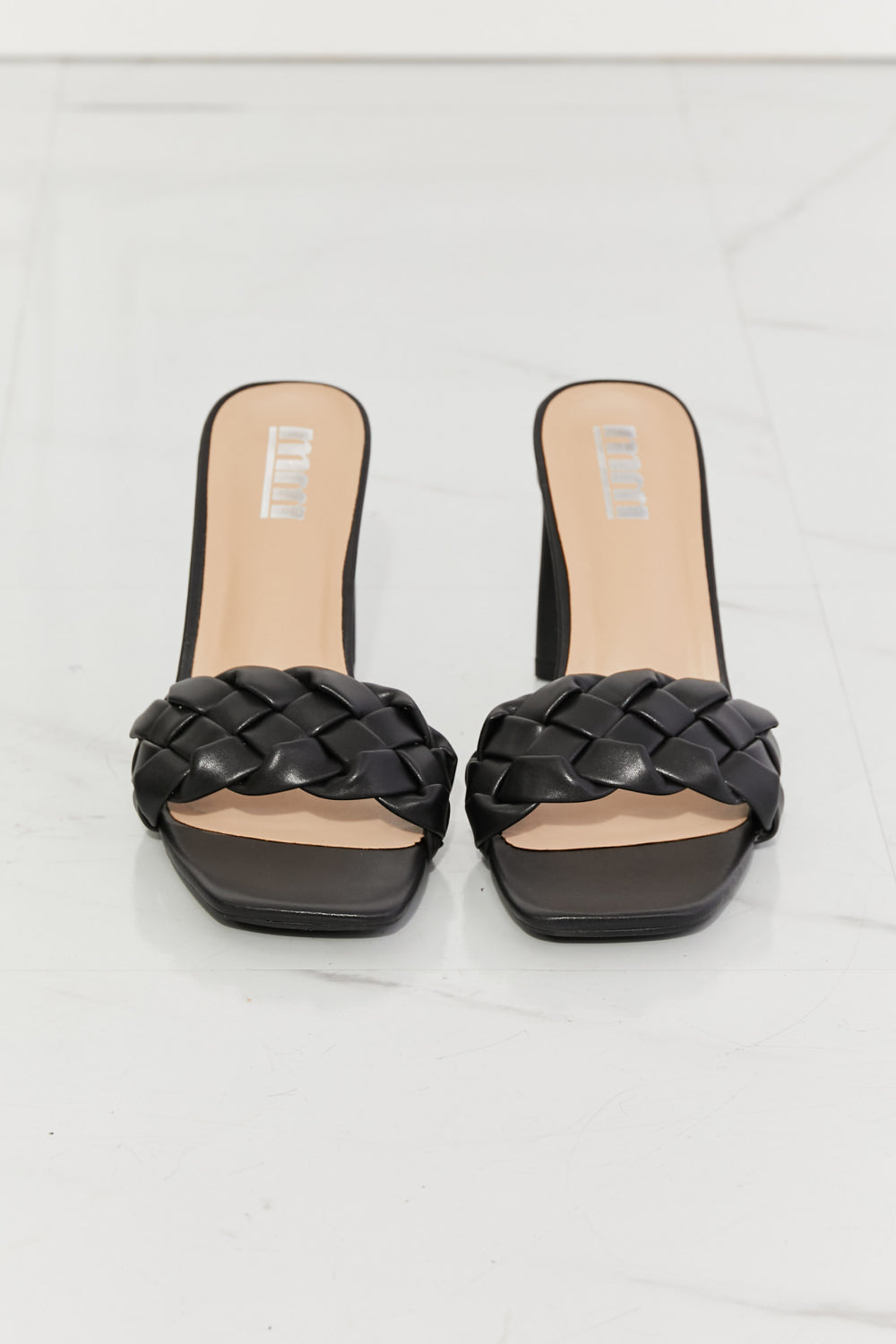 MMShoes Top of the World Braided Block Heel Sandals in Black-Teresa&#39;s Fashionista LLC