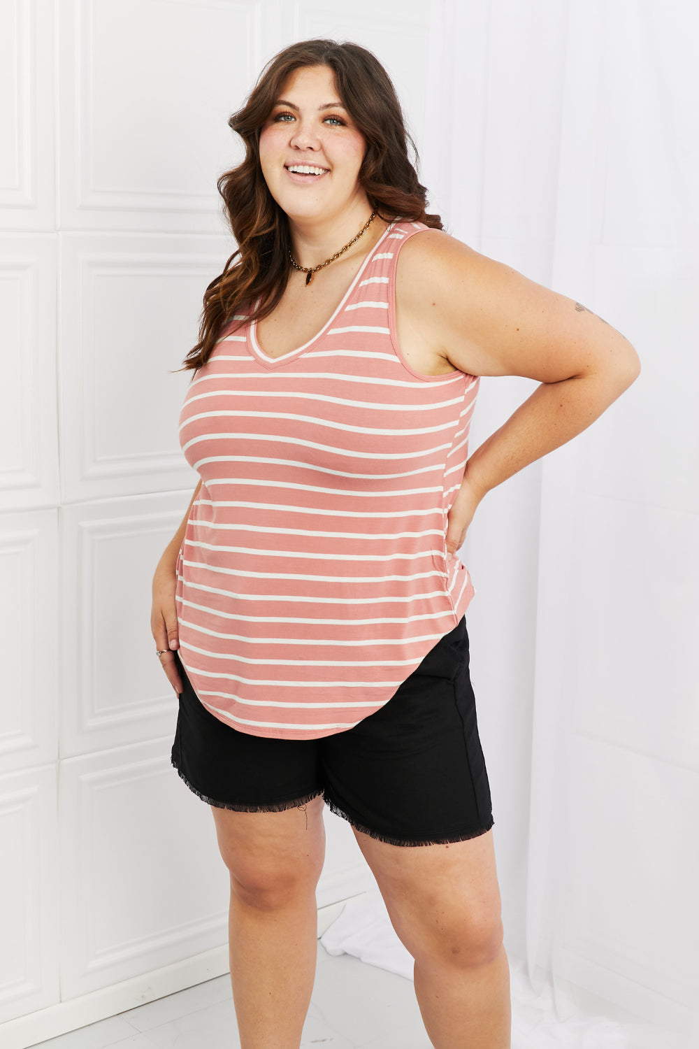 Zenana Find Your Path Full Size Sleeveless Striped Top-Teresa&#39;s Fashionista LLC