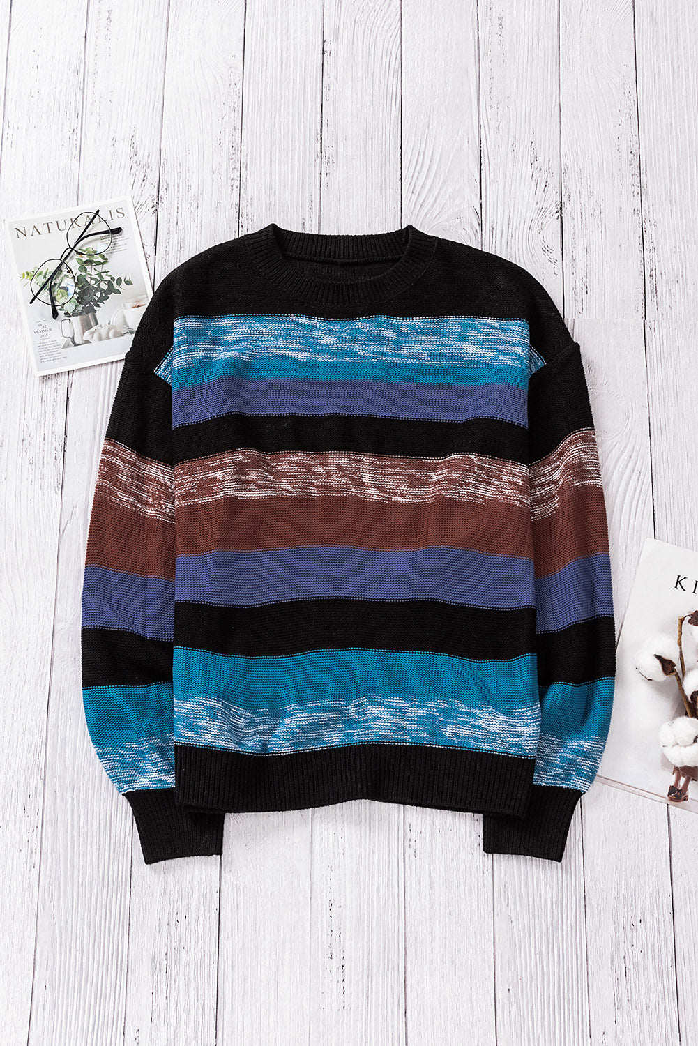 Cozy For Keeps Color Block Drop Shoulder Sweater-Teresa&#39;s Fashionista LLC