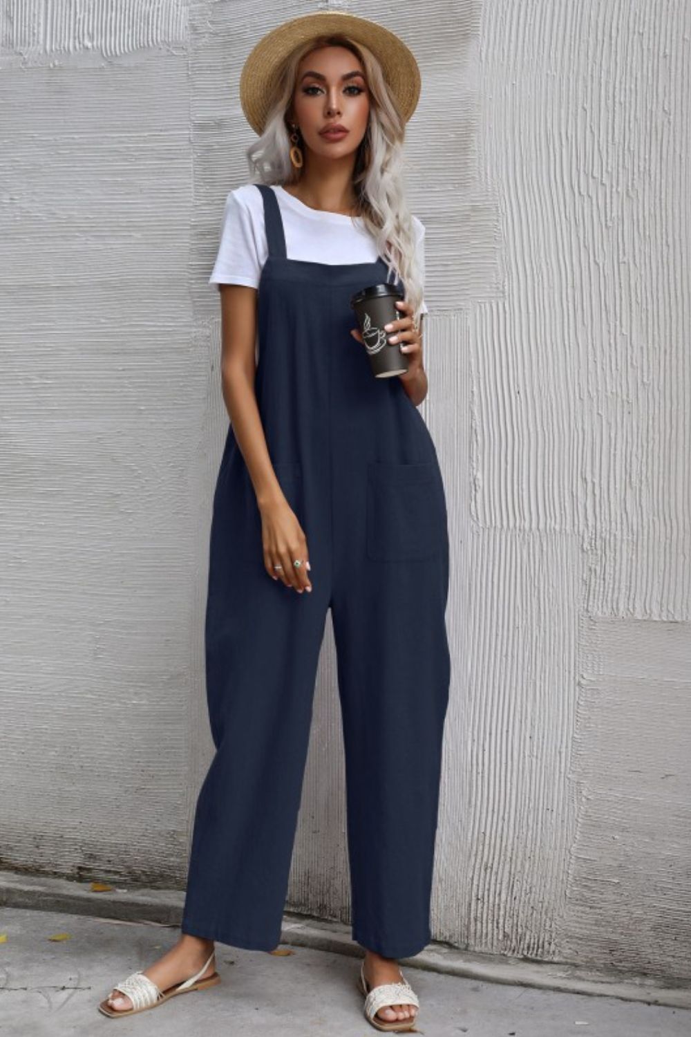 Wide Leg Overalls with Front Pockets-Teresa&#39;s Fashionista LLC