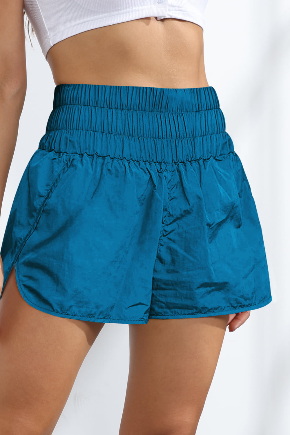 Breathable Smocked Sports Shorts-Teresa&#39;s Fashionista LLC