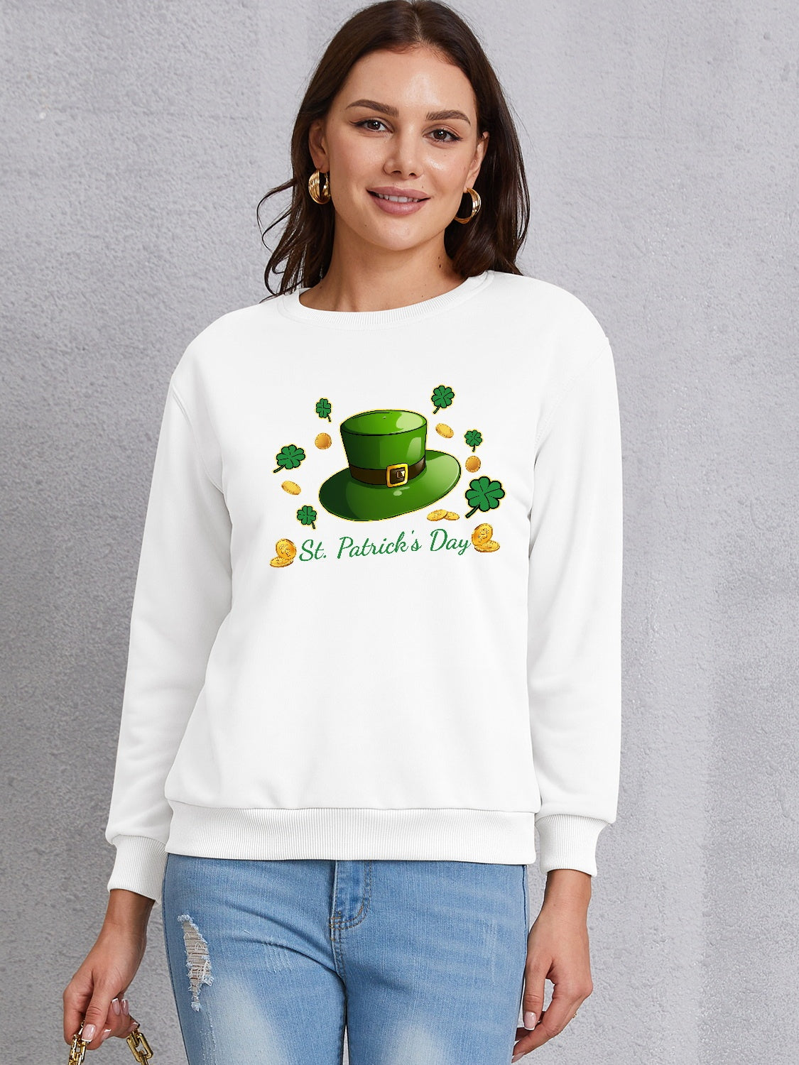 ST. PATRICK'S DAY Round Neck Sweatshirt-Teresa&#39;s Fashionista LLC