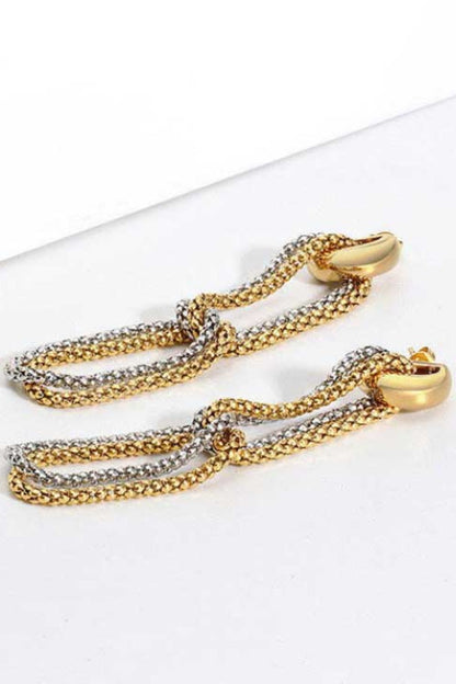 Gold-Plated D-Shaped Drop Earrings-Teresa&#39;s Fashionista LLC