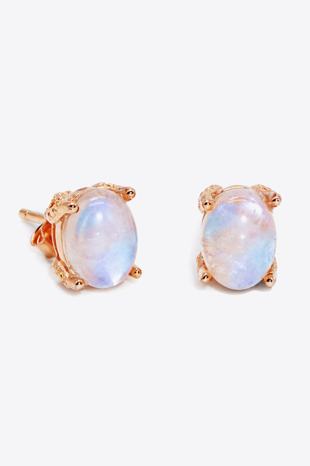 Natural Moonstone 4-Prong Stud Earrings-Teresa&#39;s Fashionista LLC