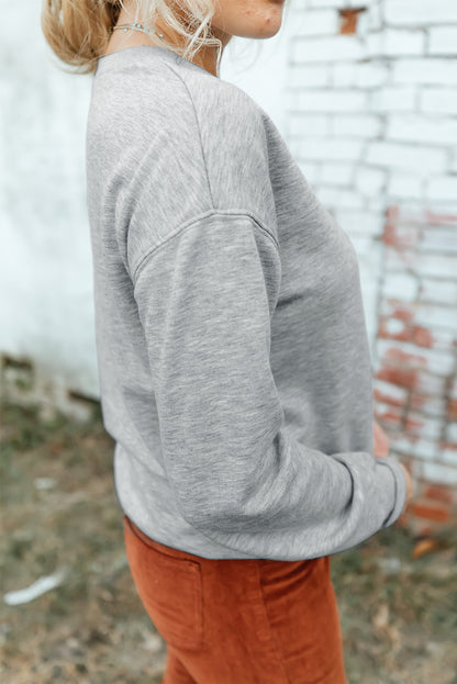 Drop Shoulder Ribbed Trim Sweatshirt-Teresa&#39;s Fashionista LLC