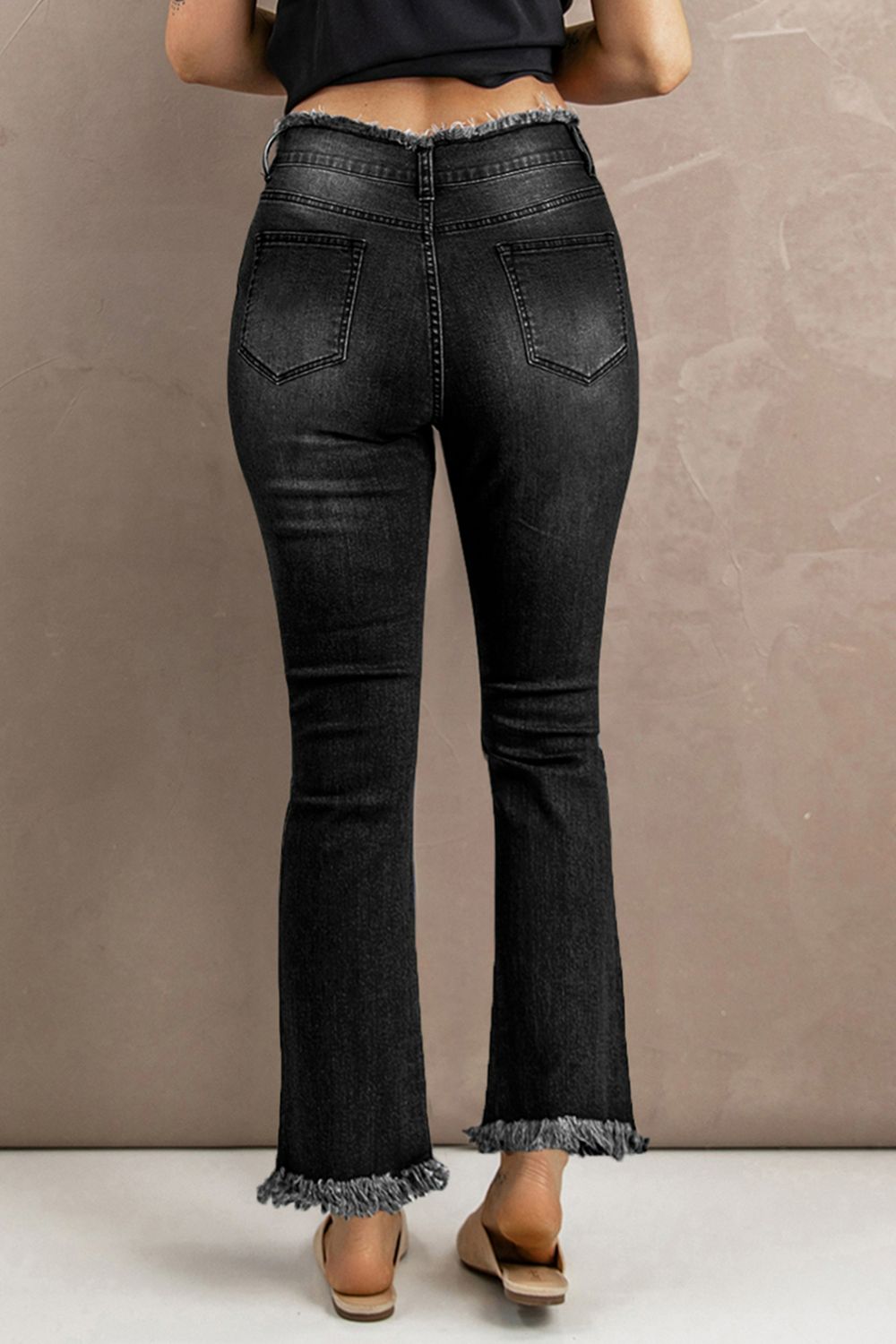 High Waist Distressed Raw Hem Jeans-Teresa&#39;s Fashionista LLC