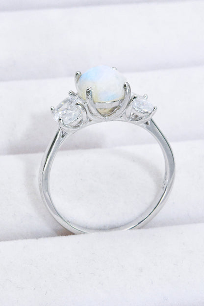 Natural Moonstone and Zircon Ring-Teresa&#39;s Fashionista LLC